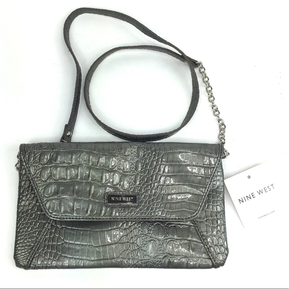 Nine West Gray Croc Rock Crossbody Purse
